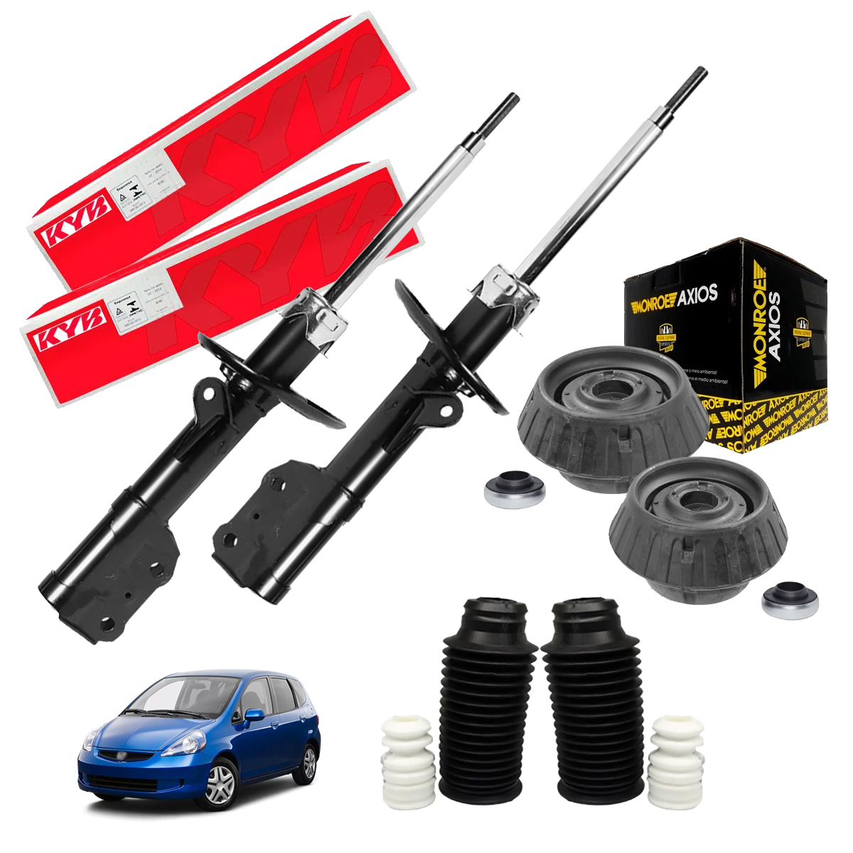 2 Amortecedor Dianteiro Kayaba + Kit Axios Fit 2003 Ate 2008