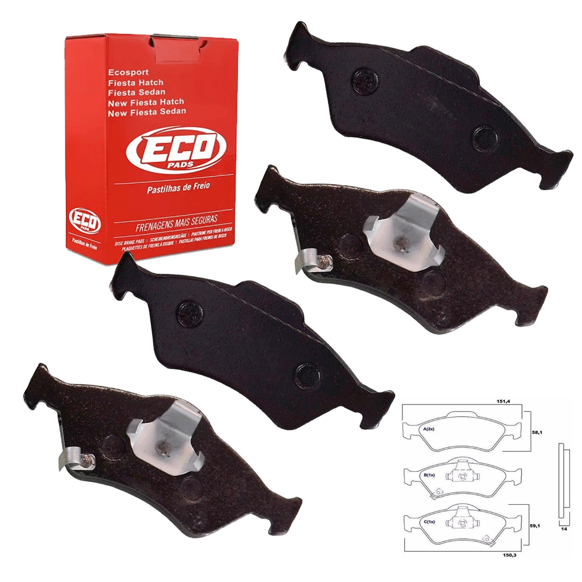 4 Pastilha Freio Honda Fit 2003 2004 2005 2006 2007 2008