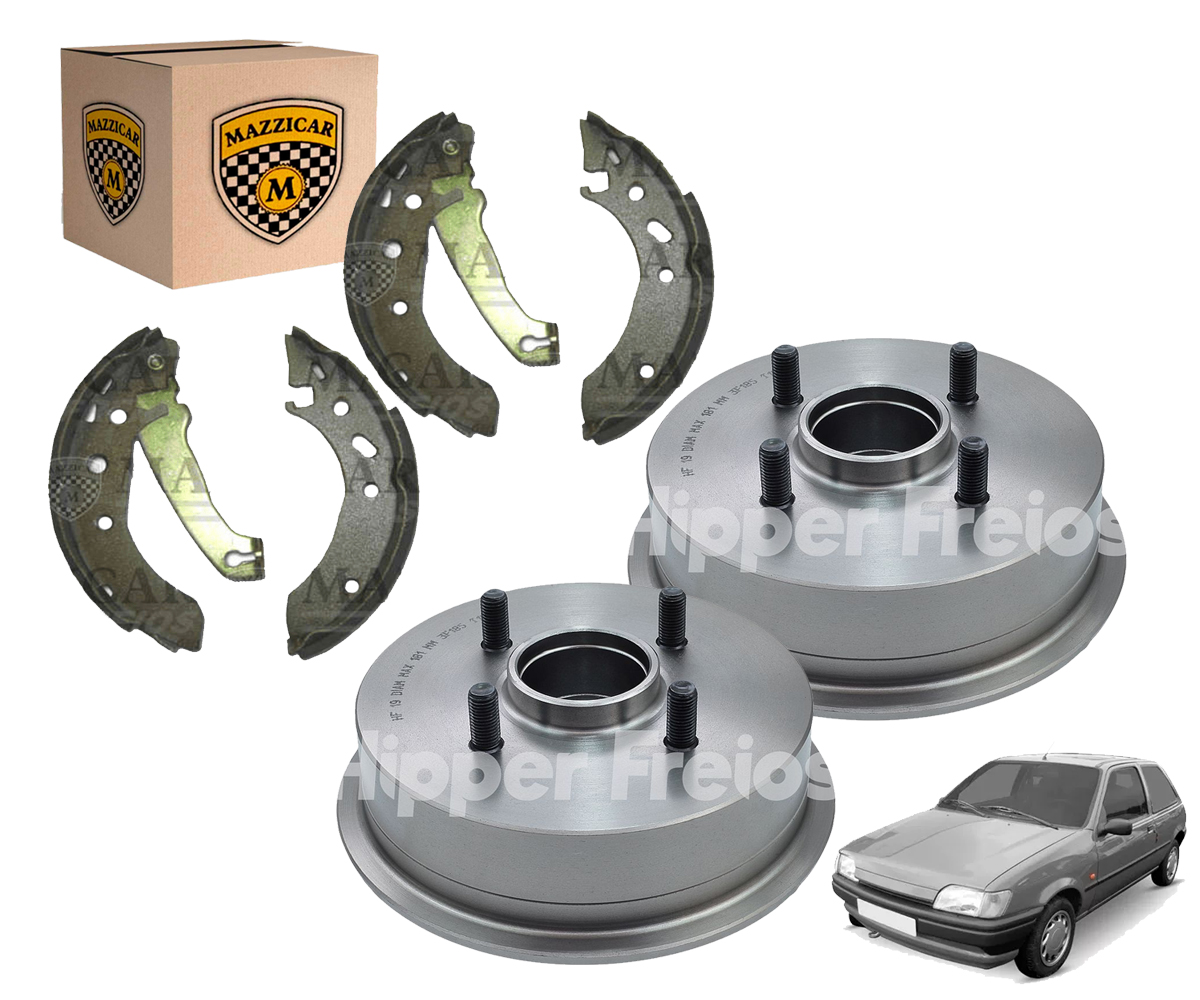 2 Tambor Freio + 4 Sapata C/ Lona Fiesta Importado 1994 1995