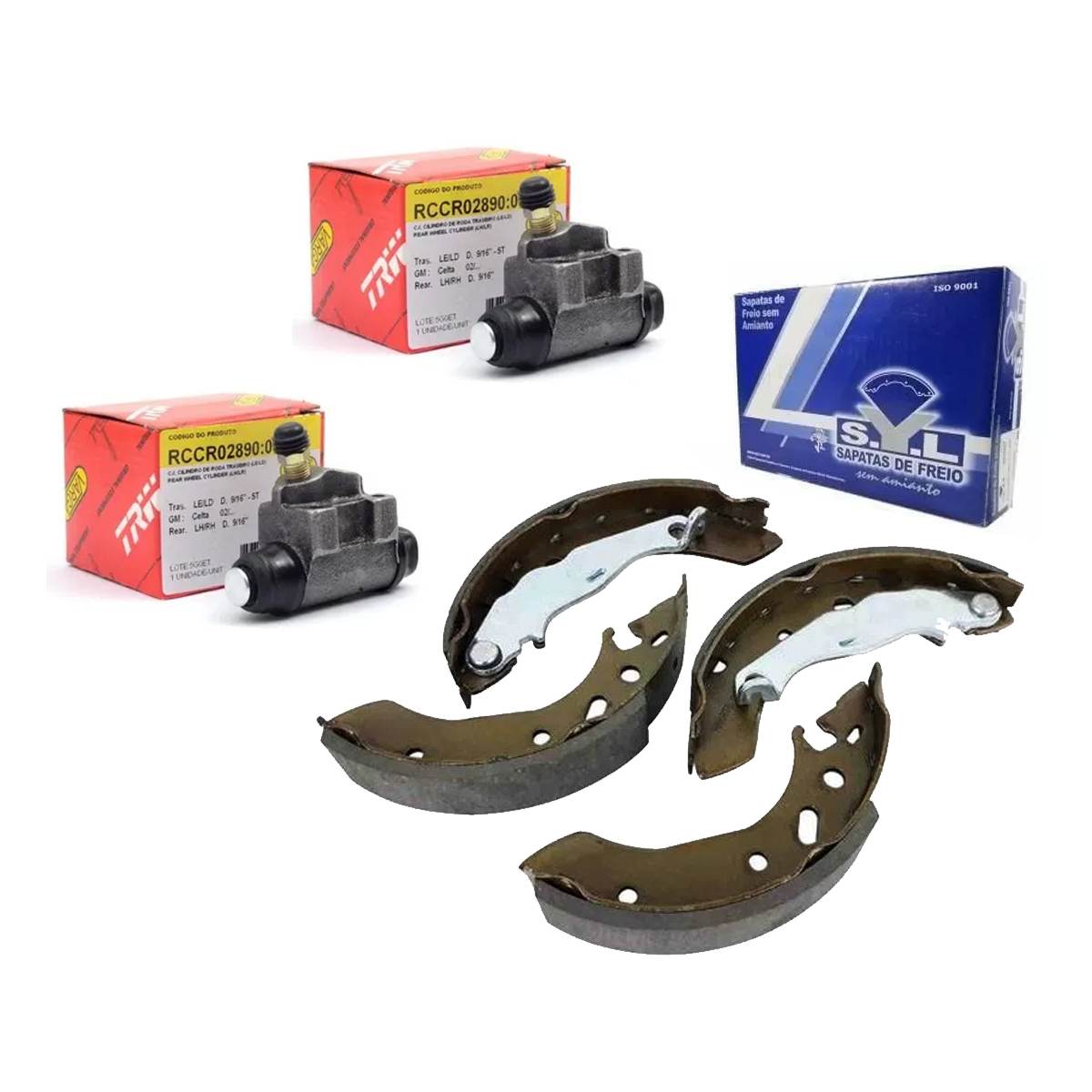 Kit 4 Sapatas + 2 Cilindros Celta 2002 2003 2004 2005 2006 2007 2008 2009 2010 2011 2012 2013 2014