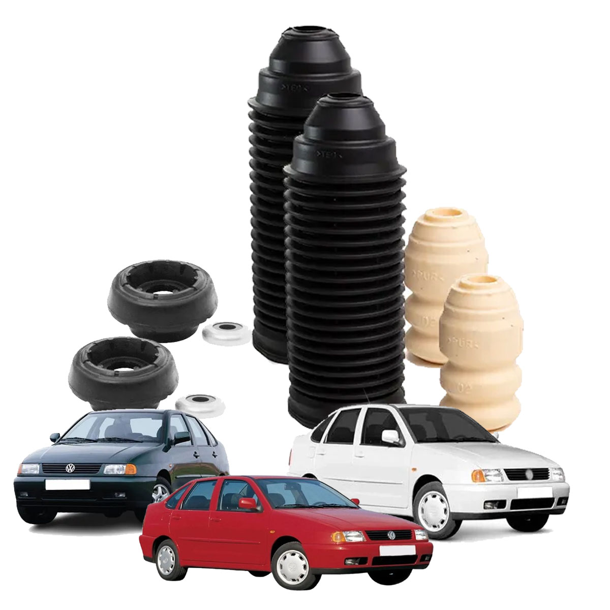 Kit Par Coxim Batente do Amortecedor Dianteiro Polo Classic