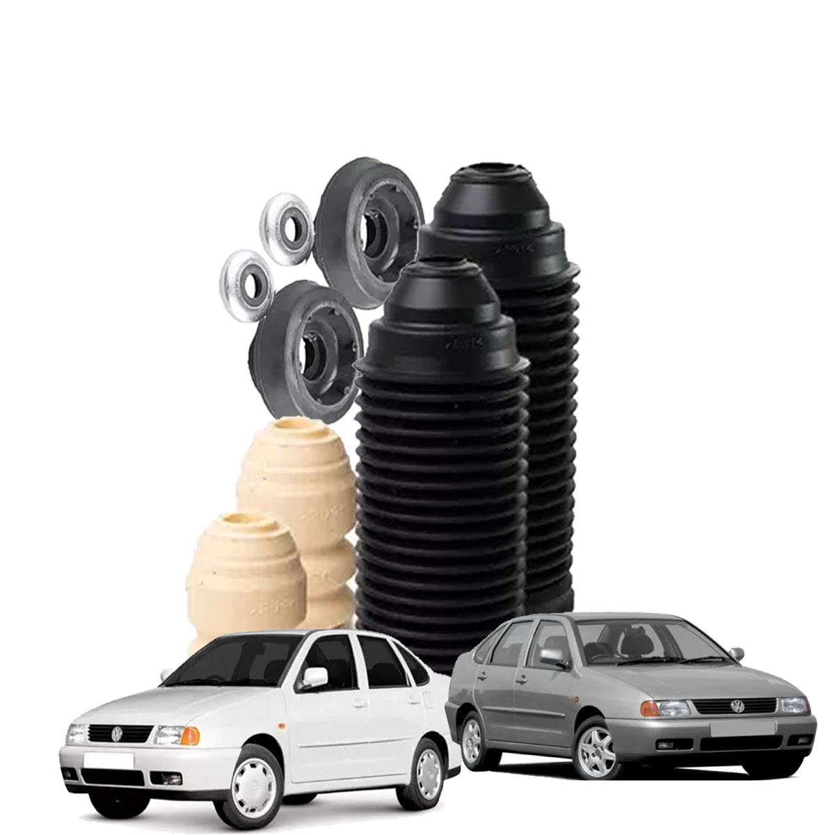 Kit Par Coxim Batente do Amortecedor Dianteiro Polo Classic - Imagem 7