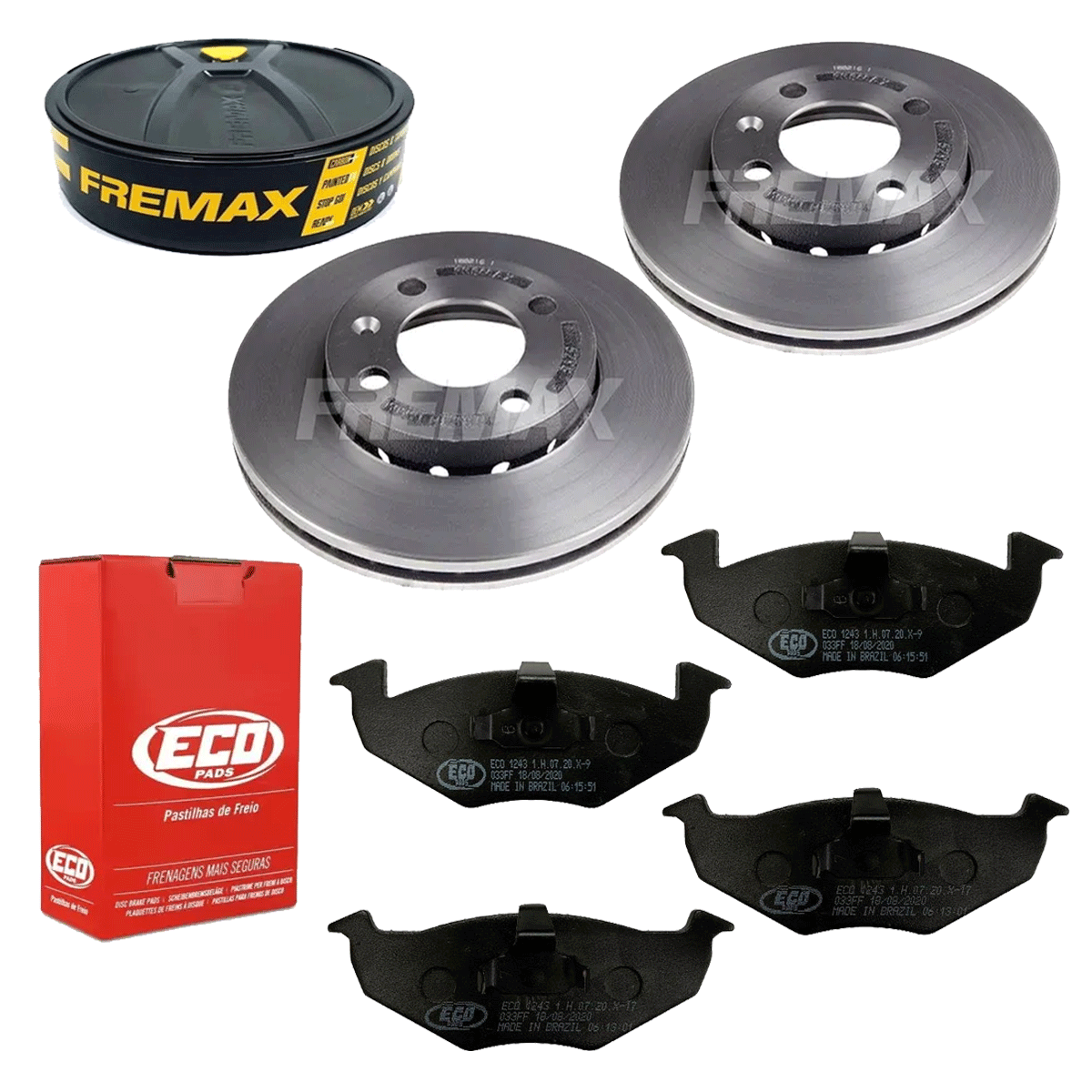 2 Discos Freio + 4 Pastilha Gol G5 1.0 2008 2009 2010 2011
