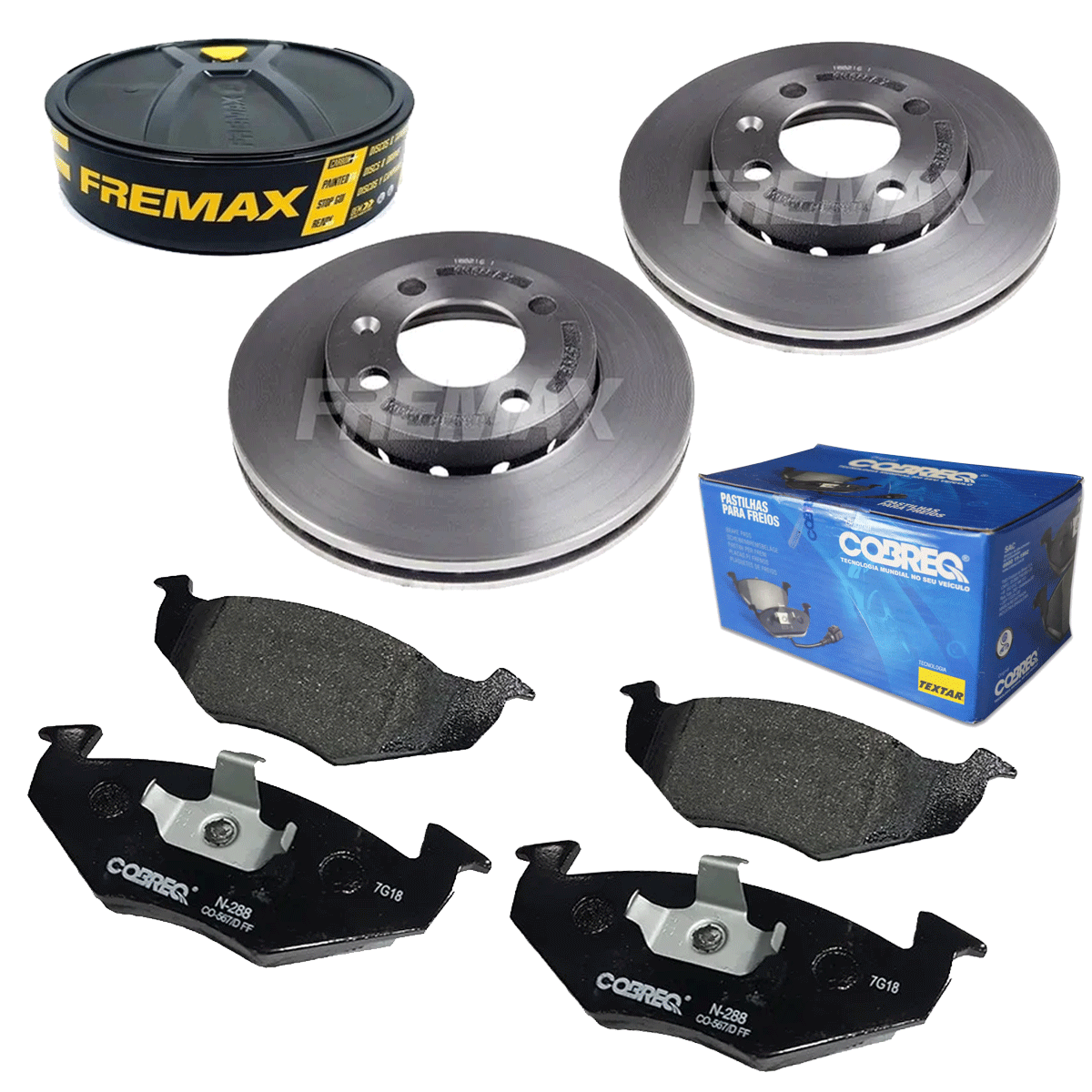 2 Discos Freio + 4 Pastilha Gol G5 1.0 2008 2009 2010 2011