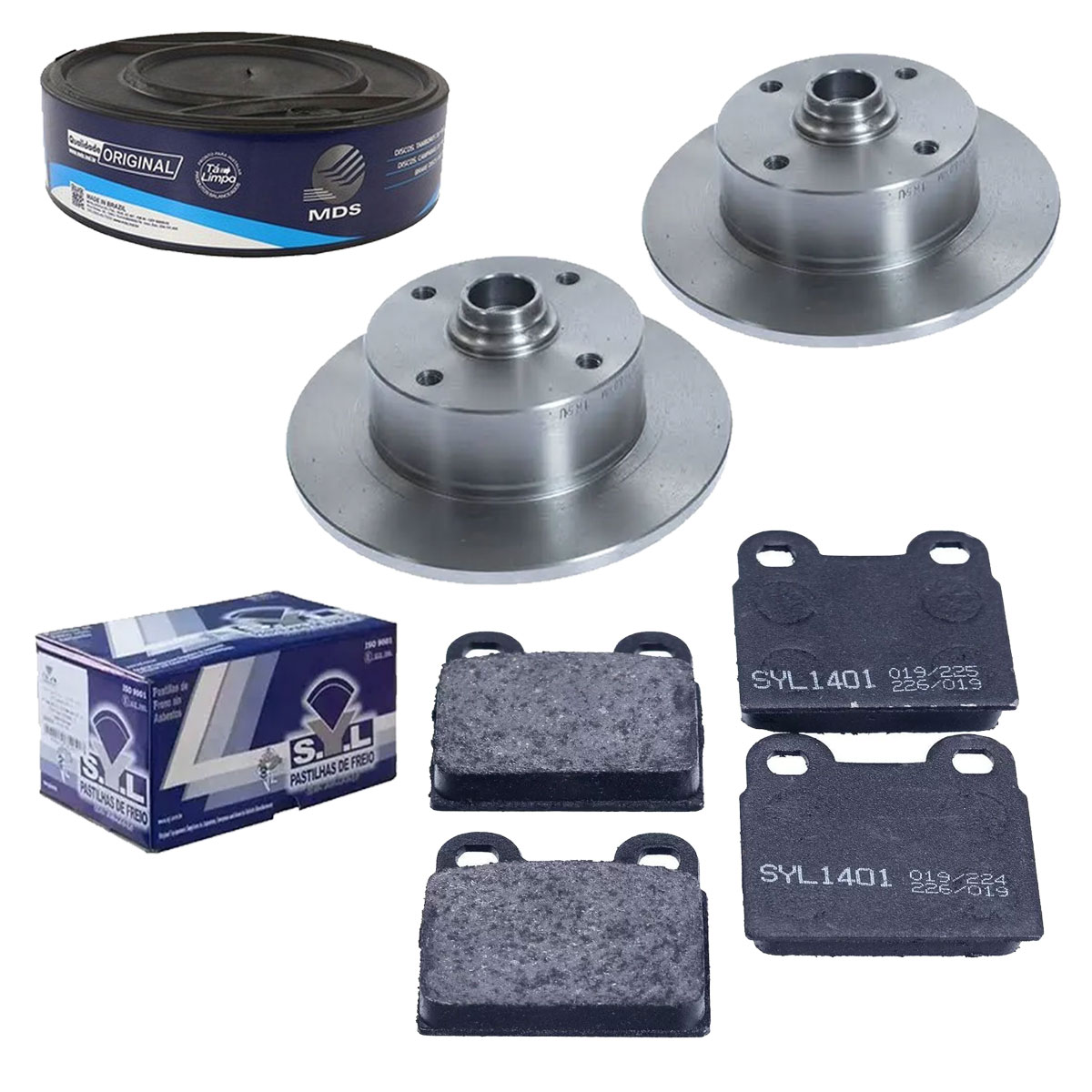 2 Disco Freio + Pastilha Brasilia Fusca Karmann Guia Variant