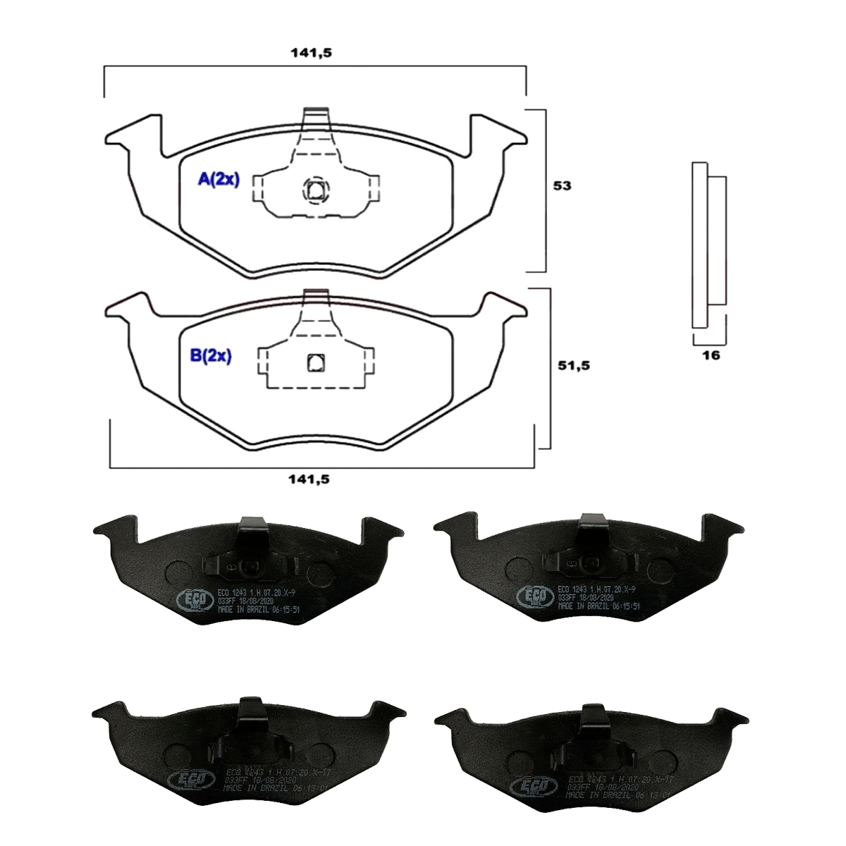 2 Discos Freio + 4 Pastilha Gol G5 1.0 2008 2009 2010 2011 - Imagem 2