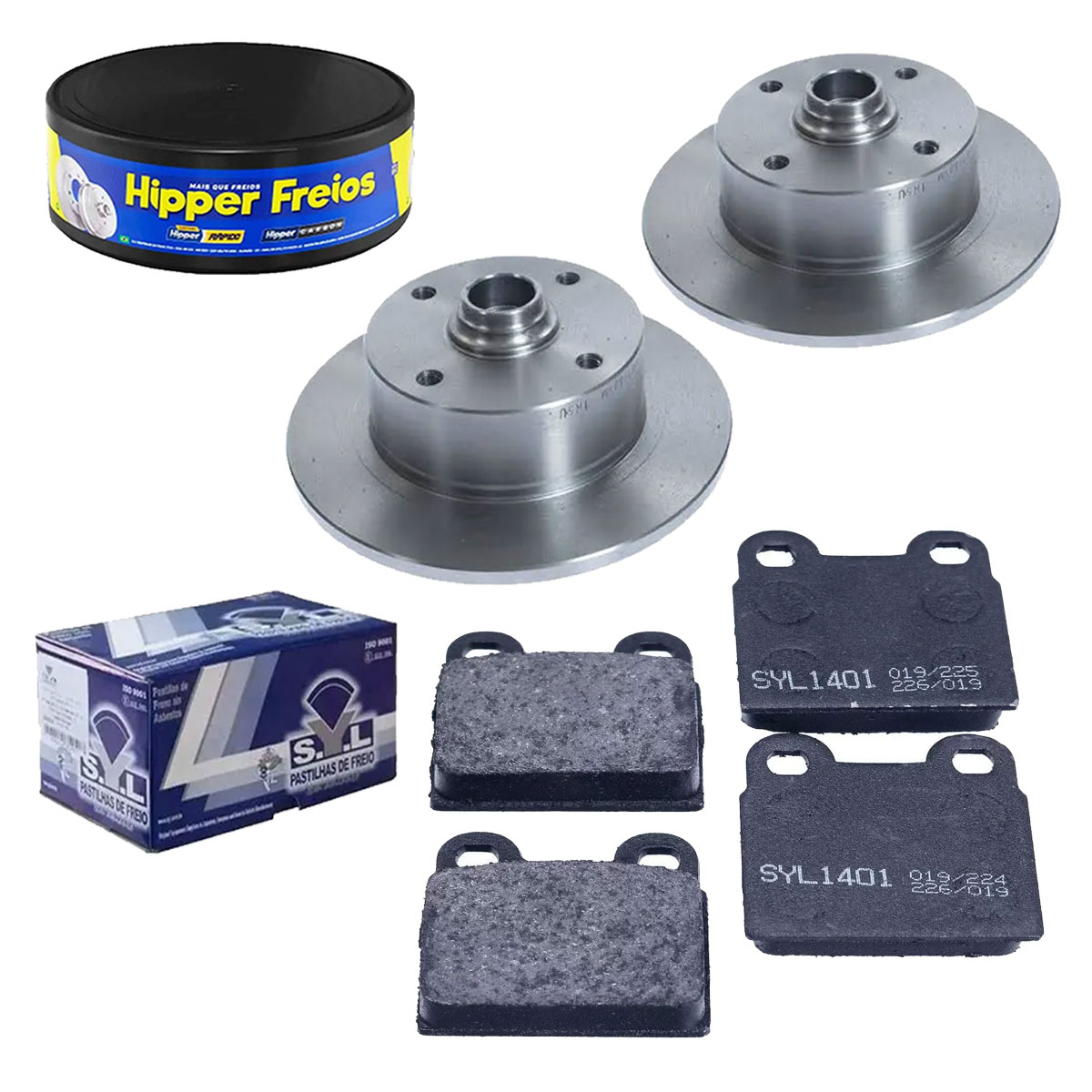 2 Disco Freio + Pastilha Brasilia Fusca Karmann Guia Variant