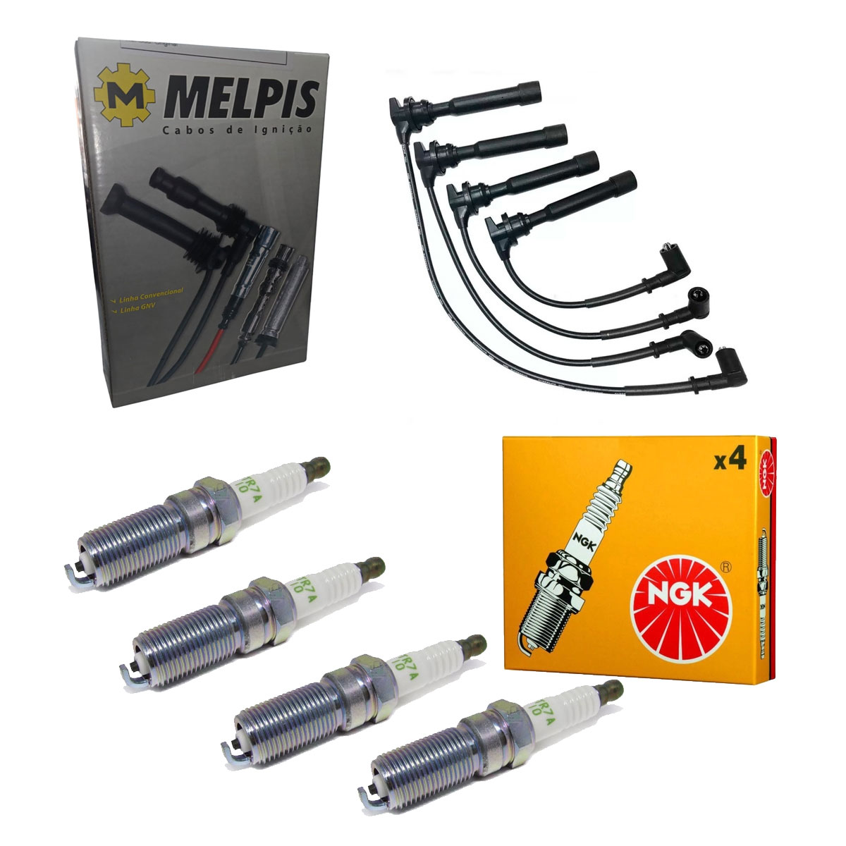 4 Cabos De Vela + 4 Velas Fiesta 1.0 8v 2002 2003 2004 2005