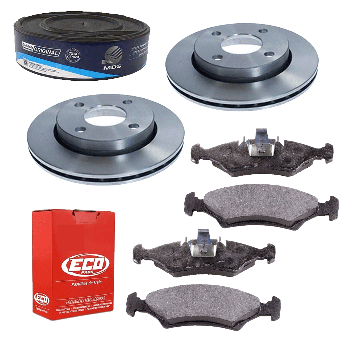2 Discos Freio + 4 Pastilha Courier 2009 2010 2011 2012 2013
