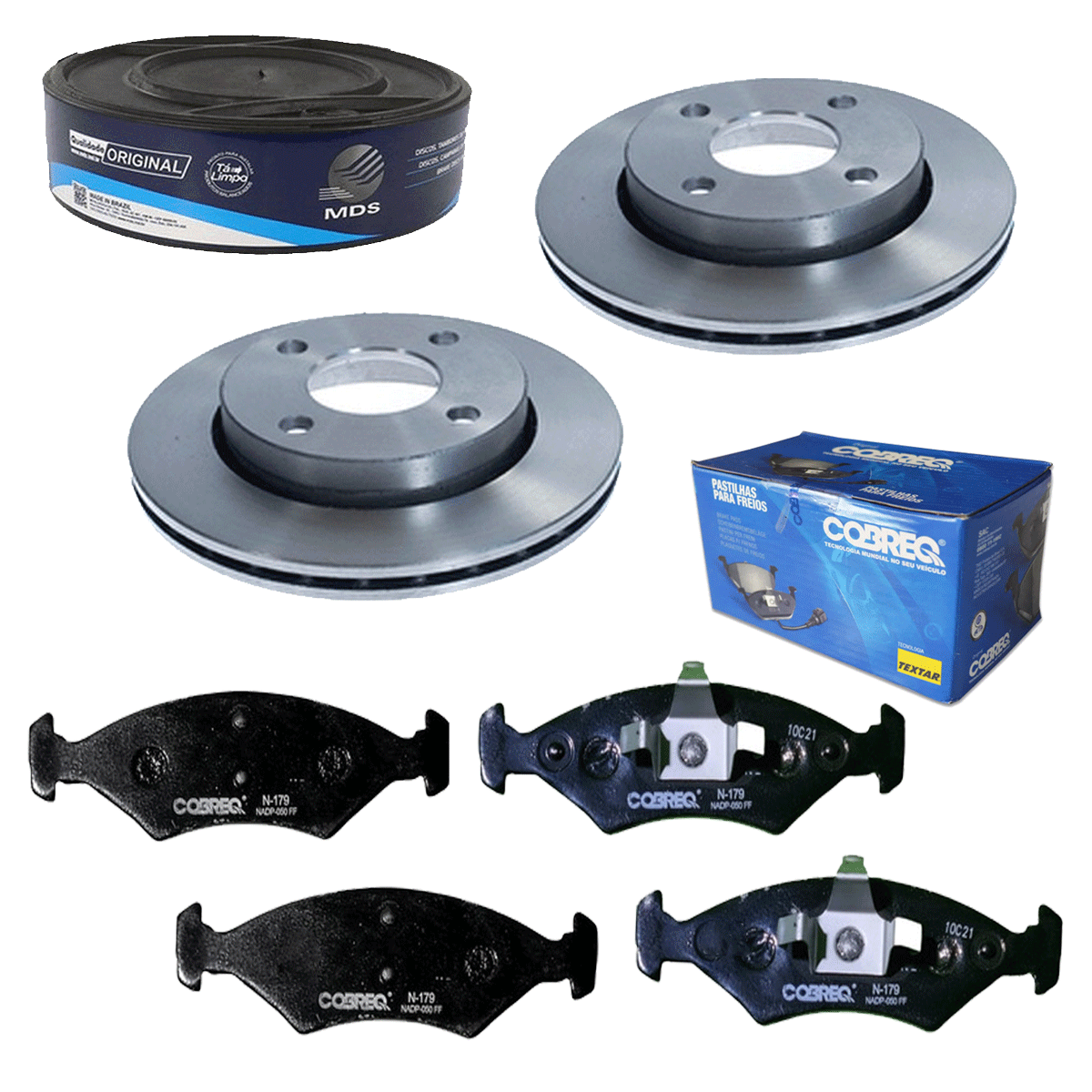 2 Discos Freio + 4 Pastilha Courier 2009 2010 2011 2012 2013