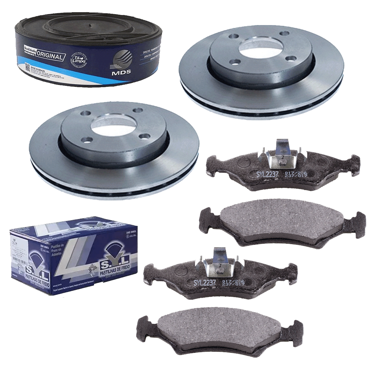 2 Discos Freio + 4 Pastilha Courier 2009 2010 2011 2012 2013