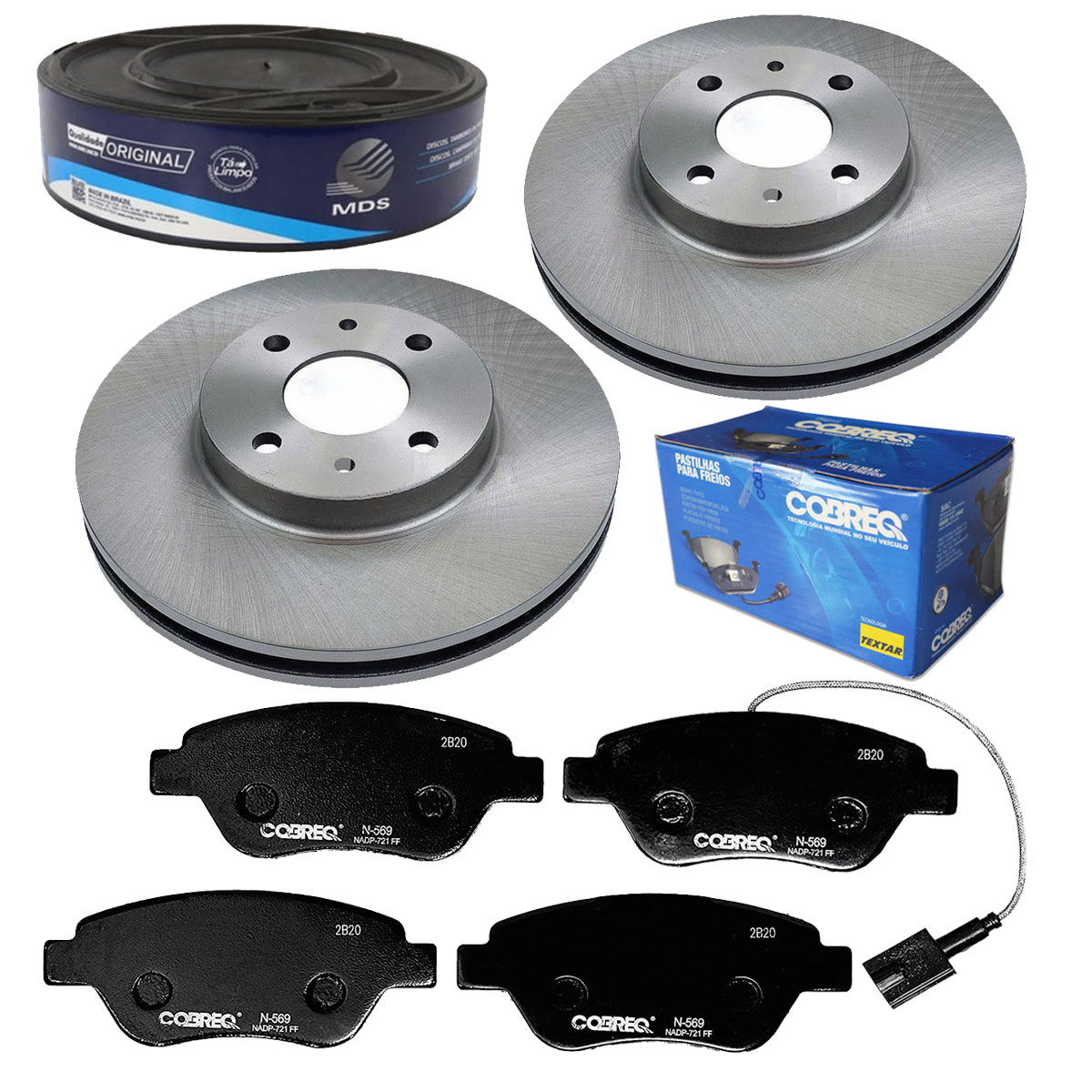2 Discos Freio Dianteiro + 4 Pastilha Fiat 500 2009 2010