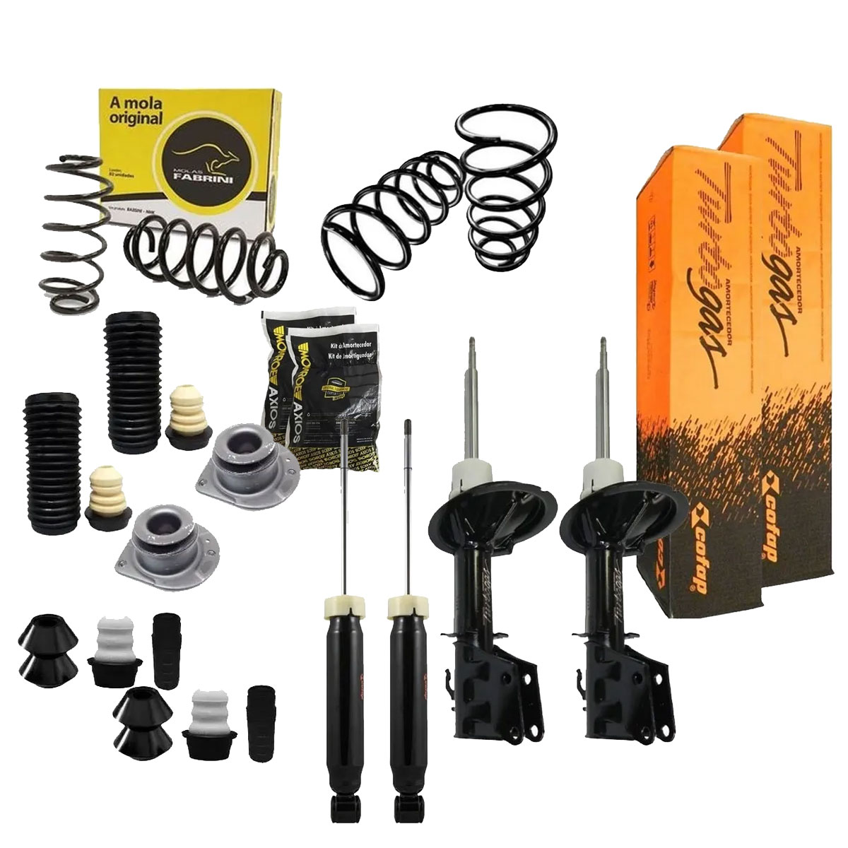 4 Amortecedor + 4 Mola + Kit Batentes Axios Palio 98 99 2000