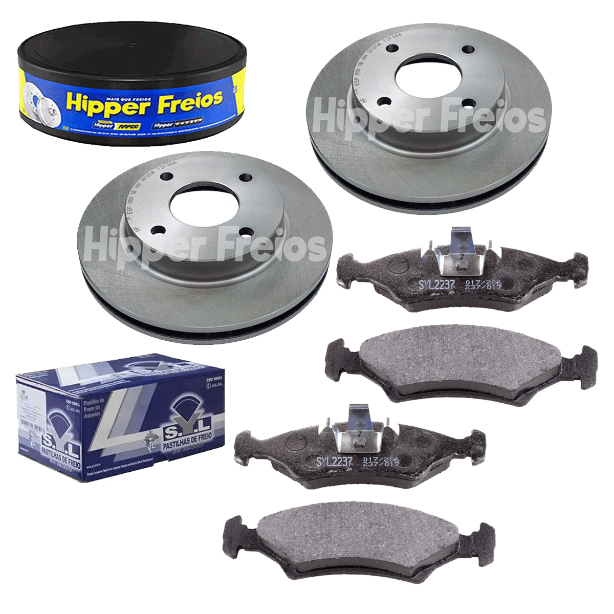 2 Discos Freio + 4 Pastilha Courier 2009 2010 2011 2012 2013
