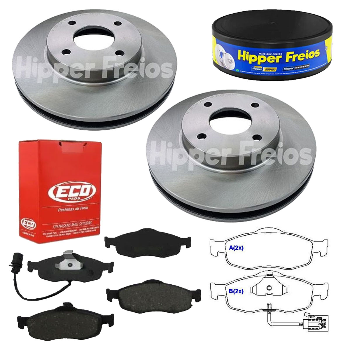 2 Discos Freio + 4 Pastilha Mondeo 1993 1994 1995 1996 1997