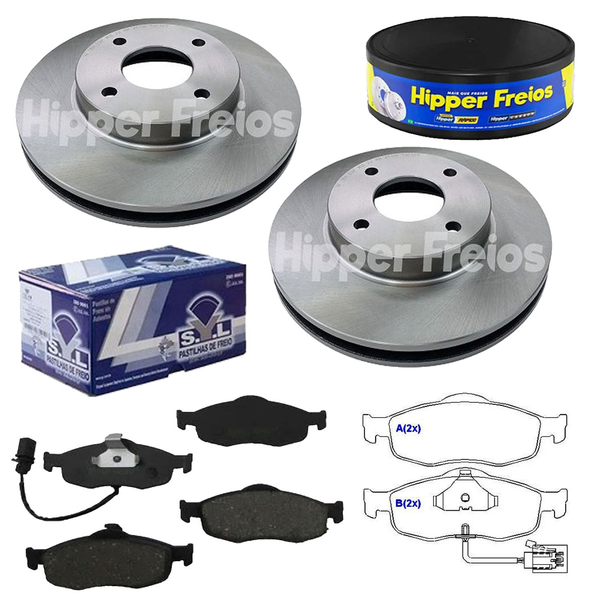 2 Discos Freio + 4 Pastilha Mondeo 1997 1996 1995 1994 1993