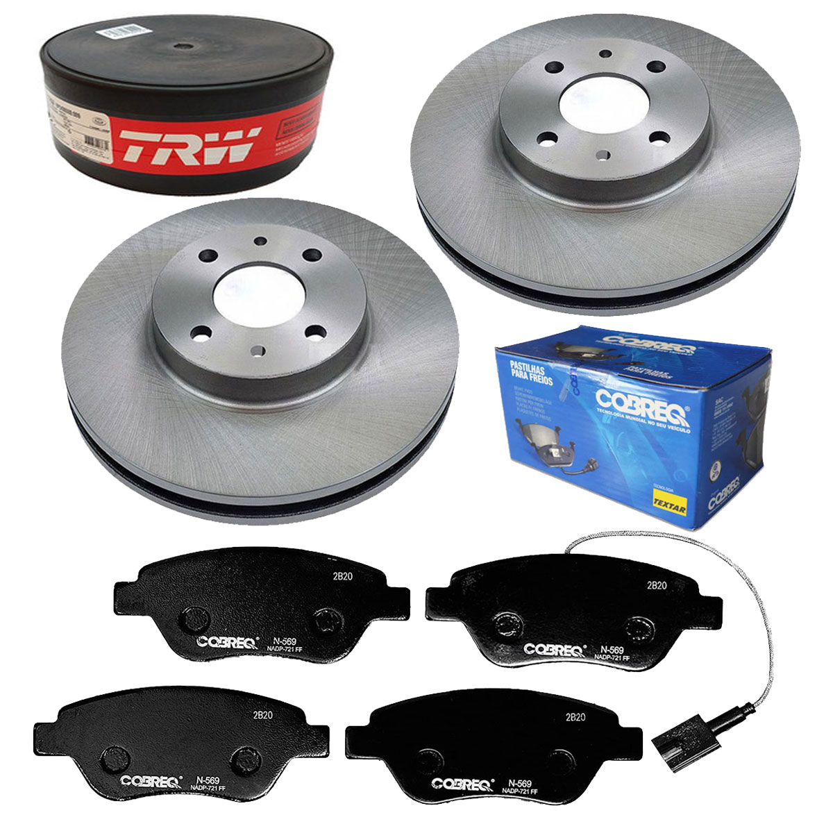 2 Discos Freio Dianteiro + 4 Pastilha Fiat 500 2009 2010