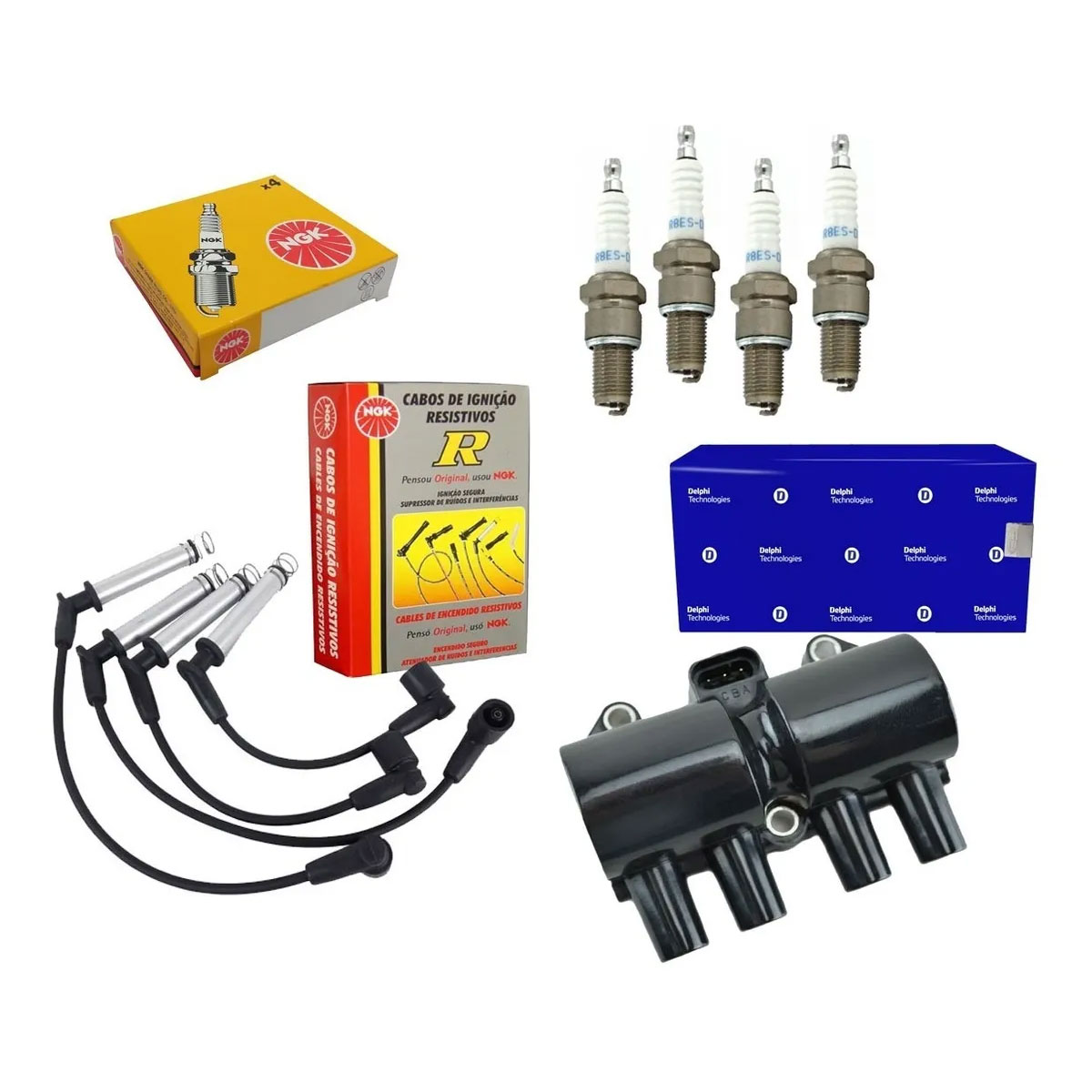 Kit Cabo + Vela + Bobina Prisma 1.4 2008 2009 2010 2011 2012