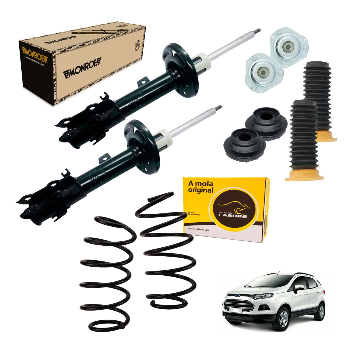2 Amortecedor + 2 Mola + Kit Ecosport 4x2 2.0 2015 2016 2017