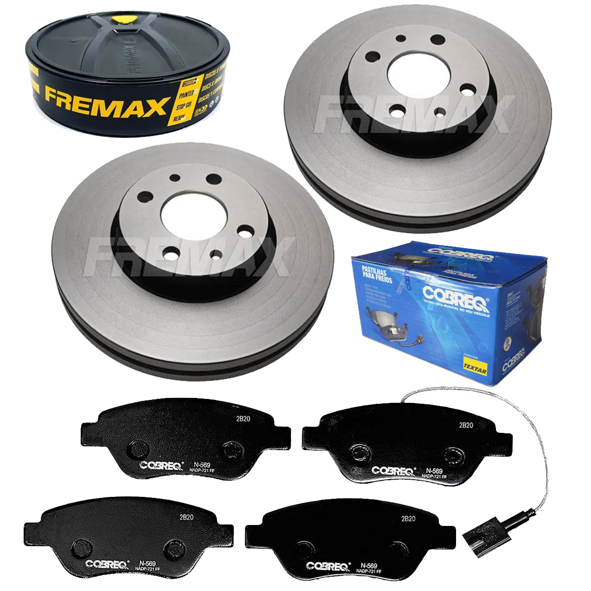 2 Discos Freio Dianteiro + 4 Pastilha Fiat 500 2009 2010