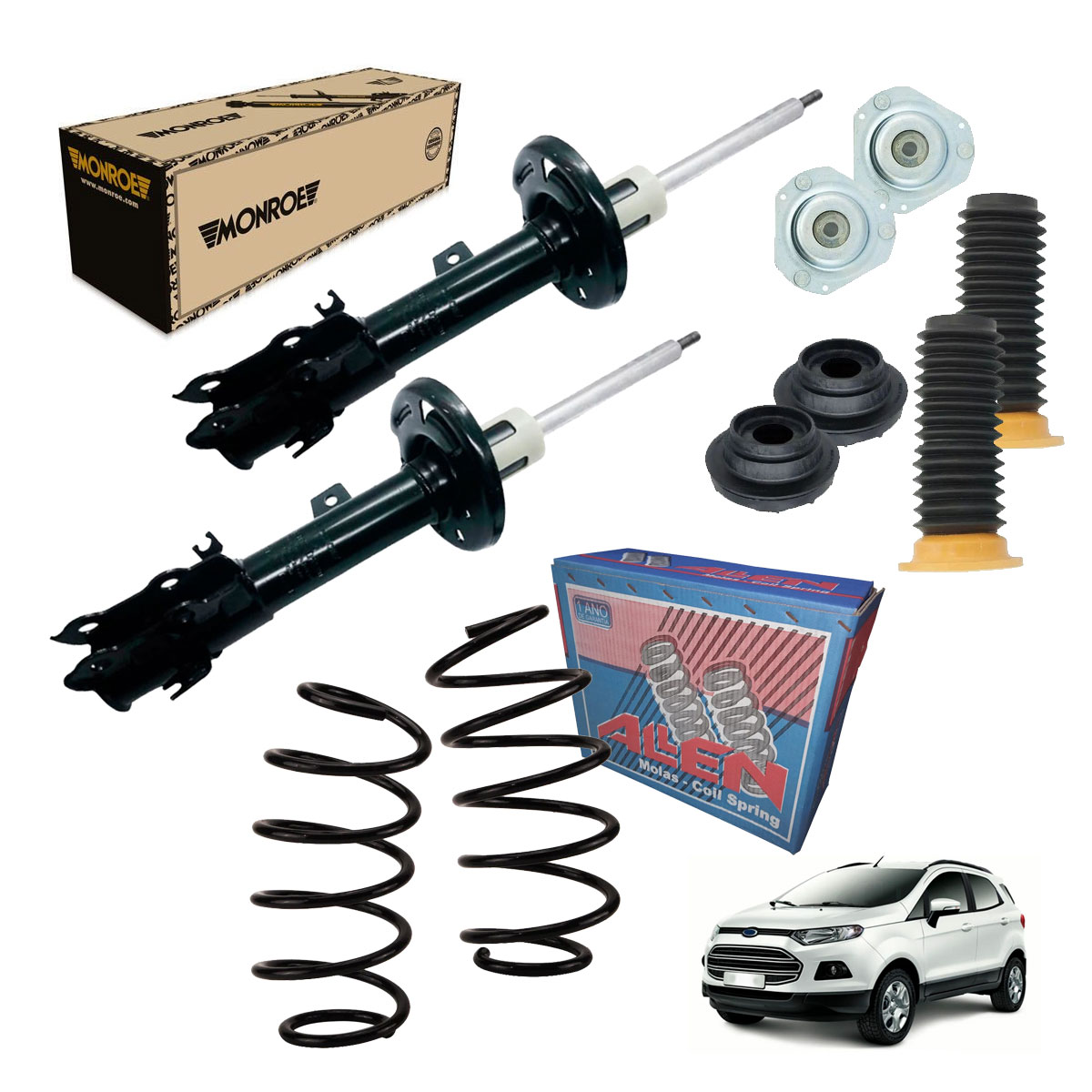 2 Amortecedor + Mola + Kit Ecosport 1.6 2013 2014 2015 2016