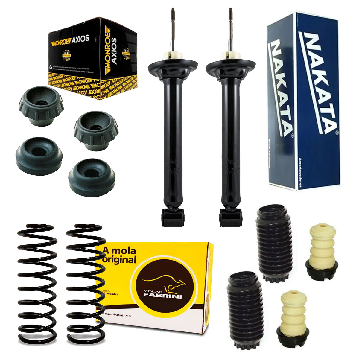 Par Amortecedores Traseiros + Kit + Molas Gol Bola 2 Portas