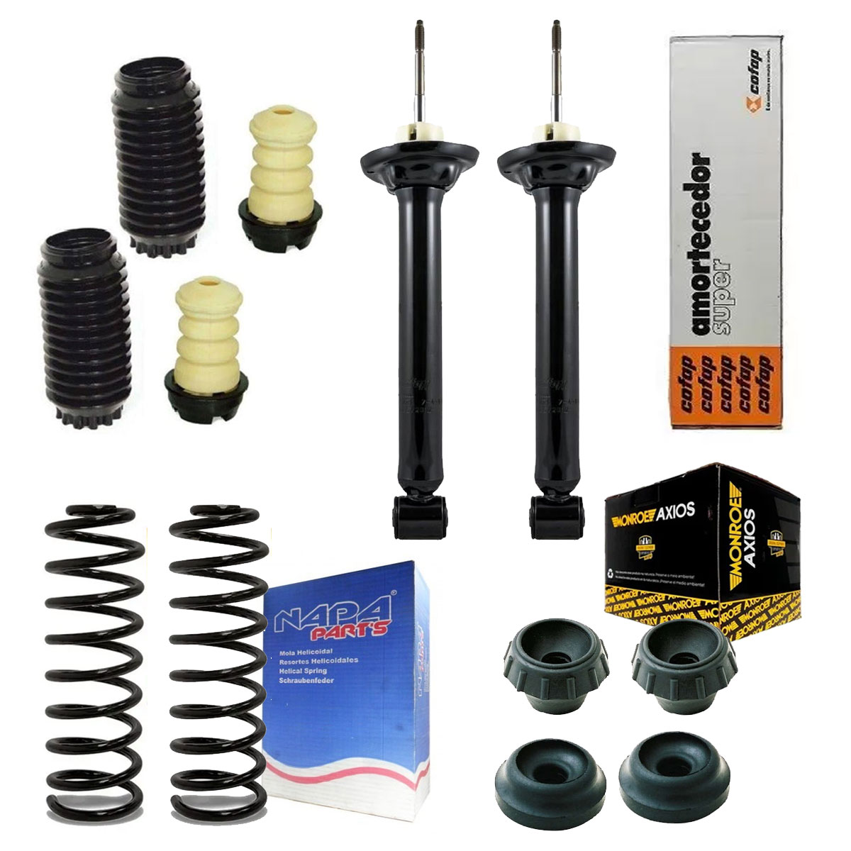 Par Amortecedores Traseiros + Kit + Molas Gol Bola 4 Portas