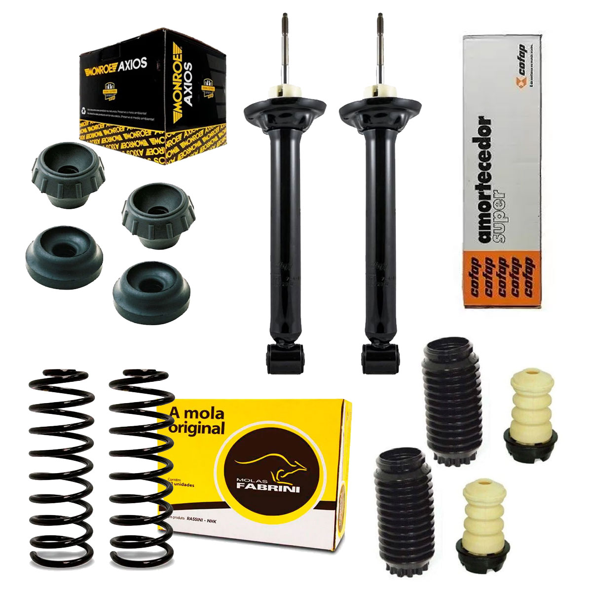 Par Amortecedores Traseiros + Molas + Kit Gol Bola 2 Portas