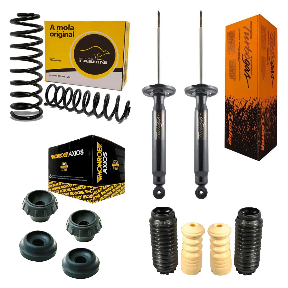 Par Amortecedor Traseiro + Mola + Kit Quantum 1985 até 2006