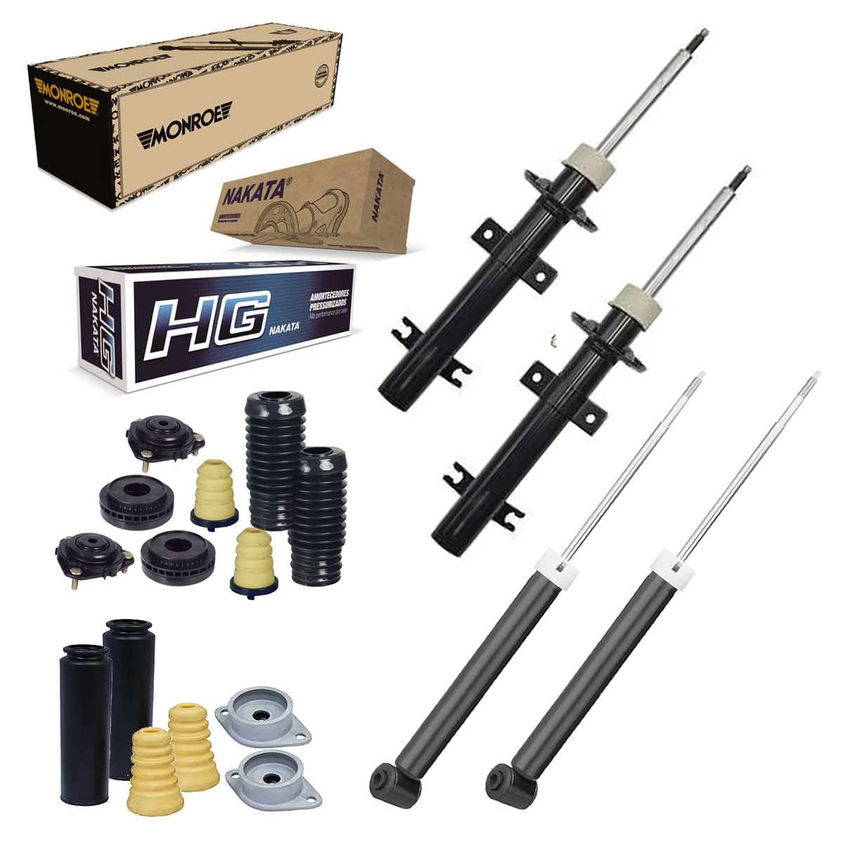 Jogo 4 Amortecedores + Kit Ecosport 4x2 Manual 2003 até 2012