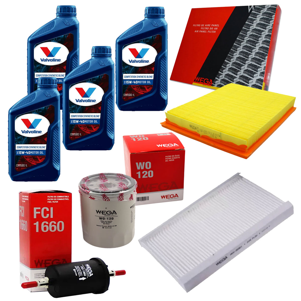 Kit Filtro Ar Combustível + Troca Óleo 15W40 Idea 1.4 Com Ar