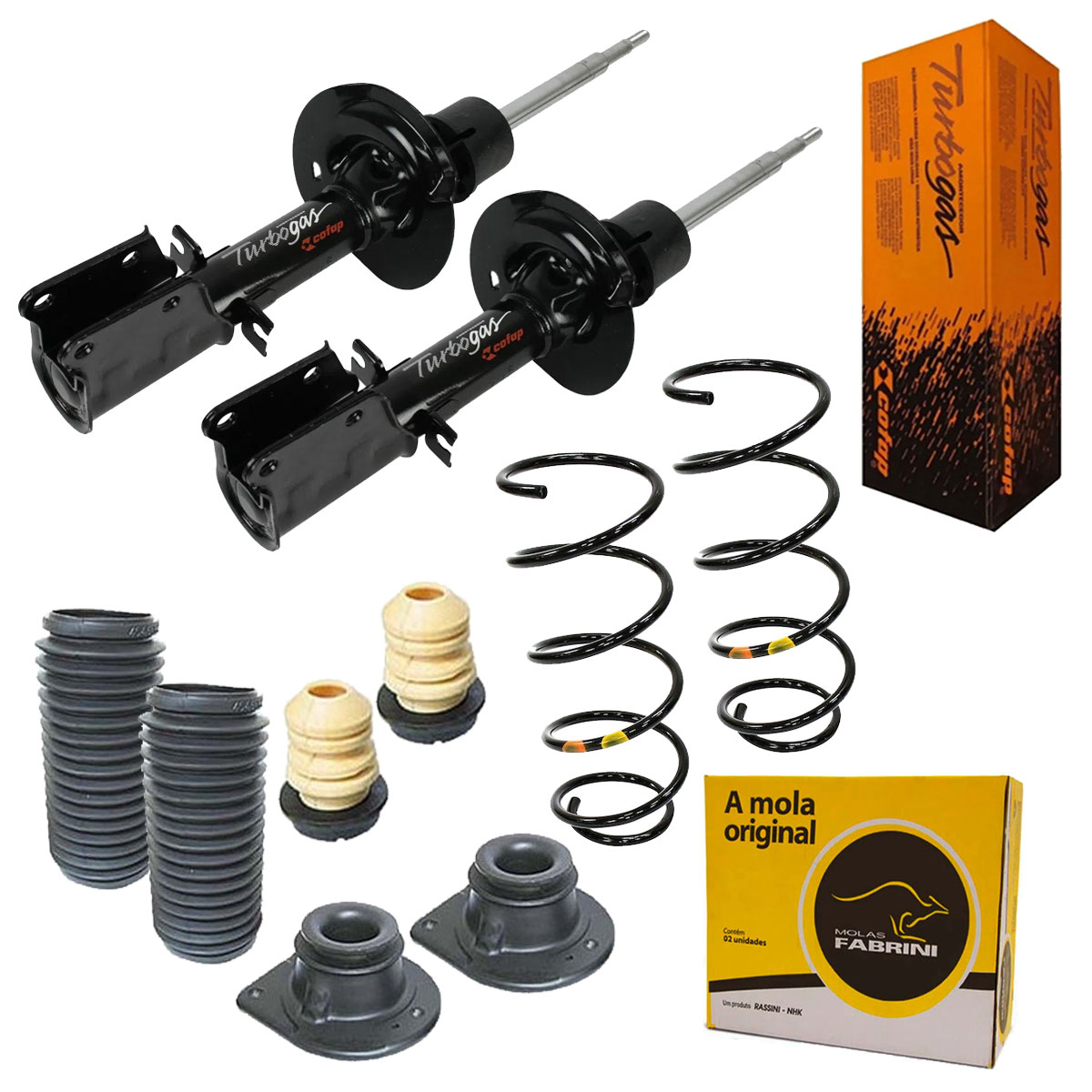 Par Amortecedores Dianteiros + Molas + Kit Palio 2007 a 2011