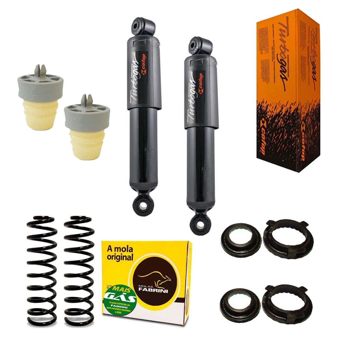 Par Amortecedores Traseiros + Molas GNV + Kit Brava 1.6 1.8