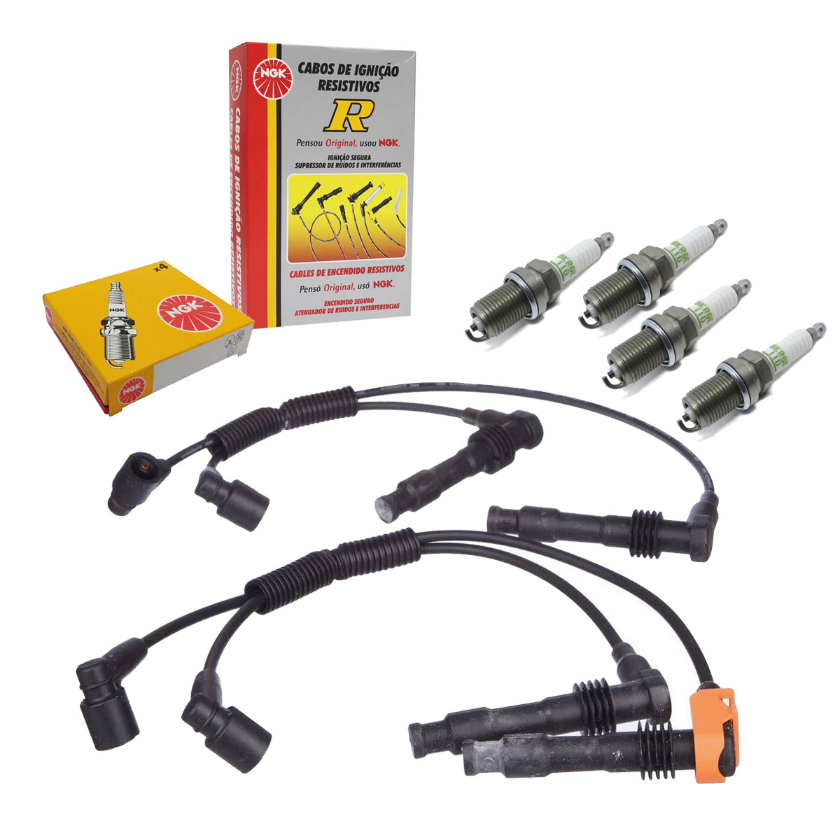 Jogo Cabo + Velas NGK Daewoo Lanos 1.6 16V Gasolina 1999