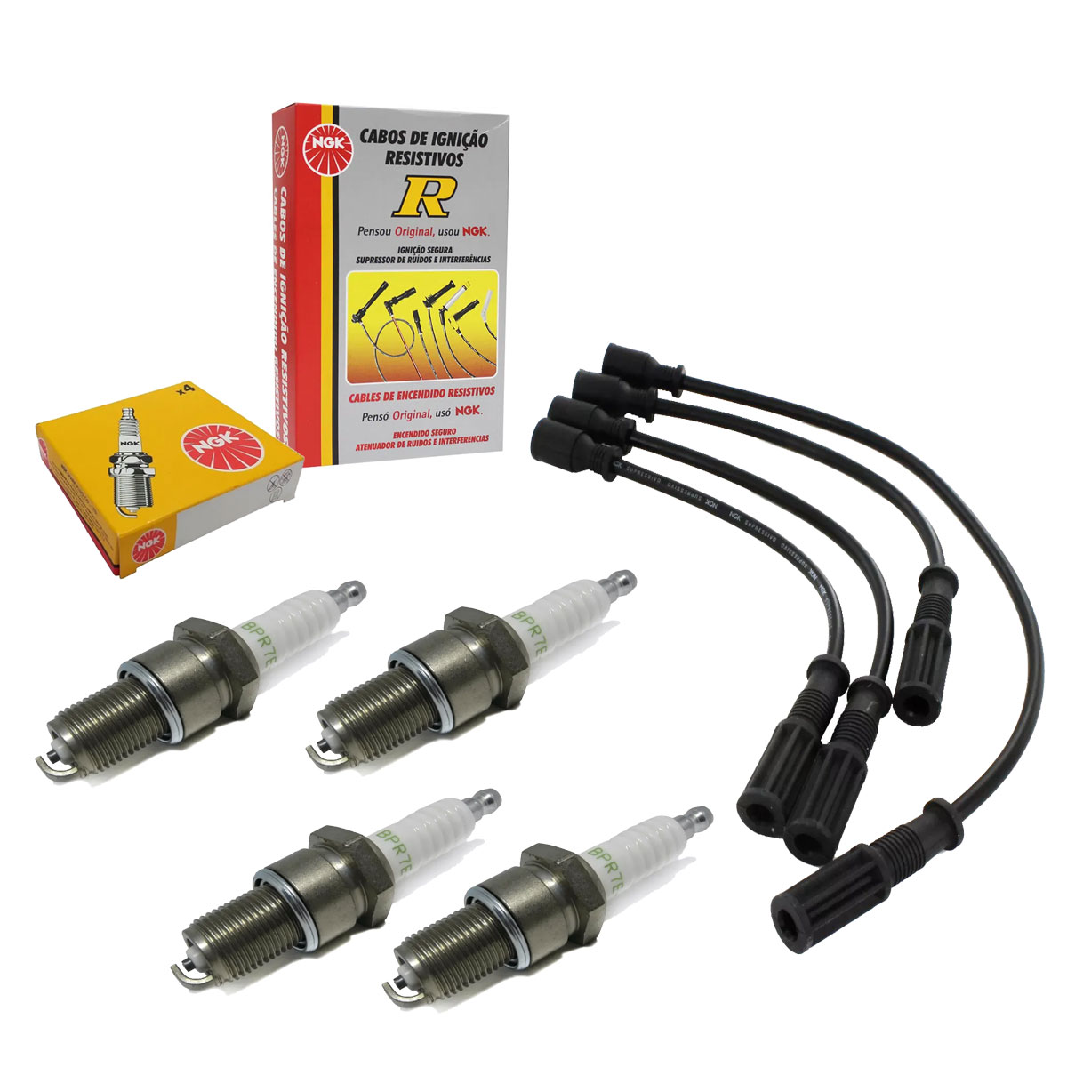 Jogo Cabo + Velas NGK Fiat 147 1050 1300 Álcool 1976 a 1986