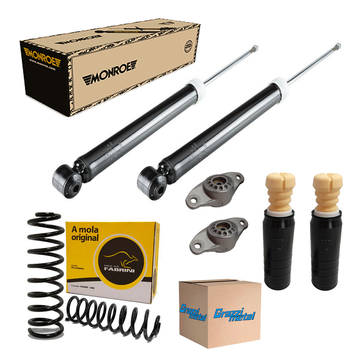 Par Amortecedores Traseiros + Molas + Kit Idea 1.4 2008 2009