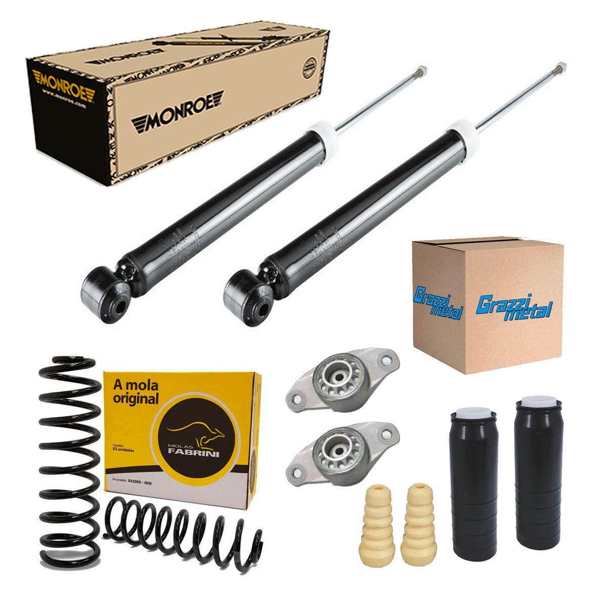 Par Amortecedores Traseiros + Molas + Kit Idea 1.4 2006 2007