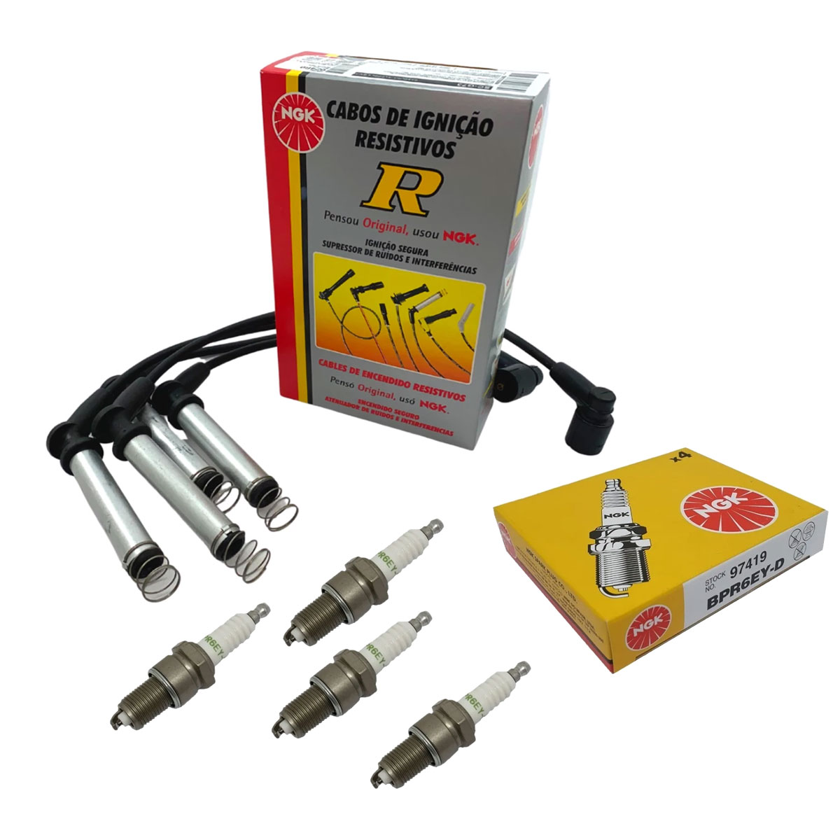 Jogo Cabo + Velas NGK Doblo 1.8 8V Flex 2006 2007 2008 2009