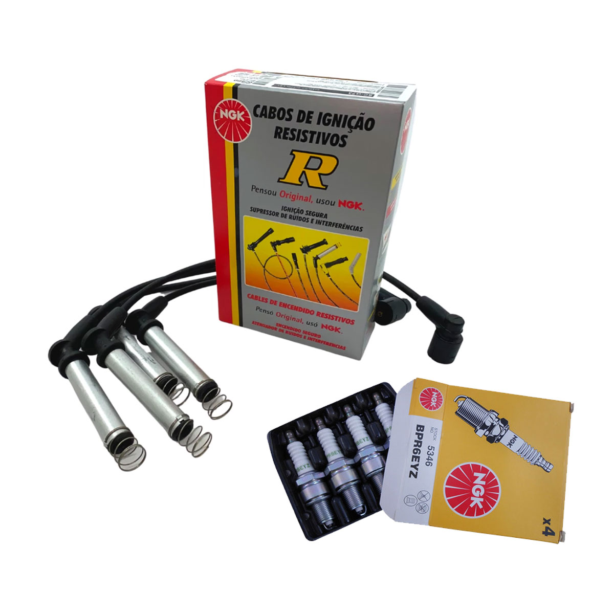 Jogo Cabo + Velas NGK Doblo 1.8 8V Gasolina 2004 2005 2006