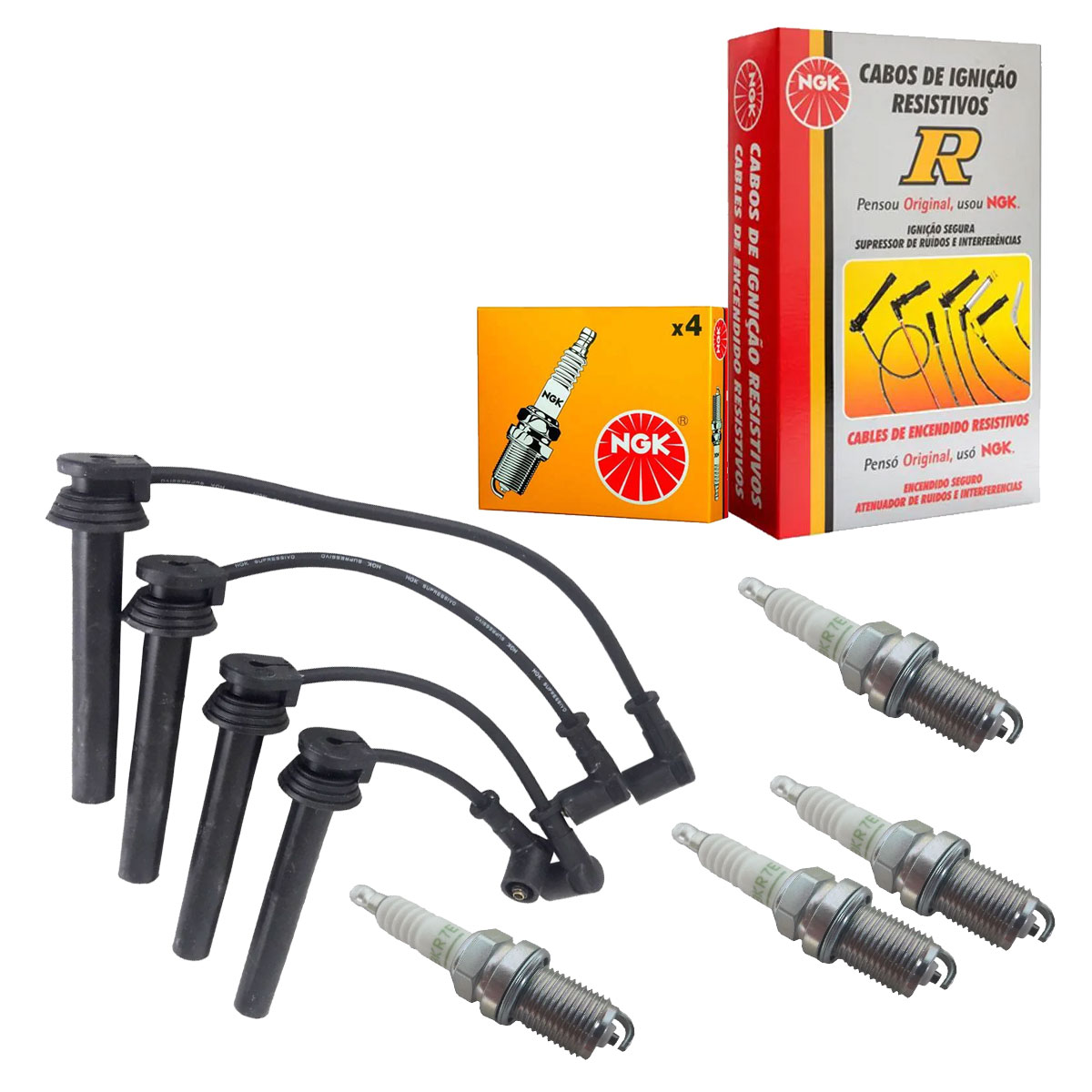 Jogo Cabo + Velas NGK Fiat Bravo 1.8 16V Etorq 2011 2012