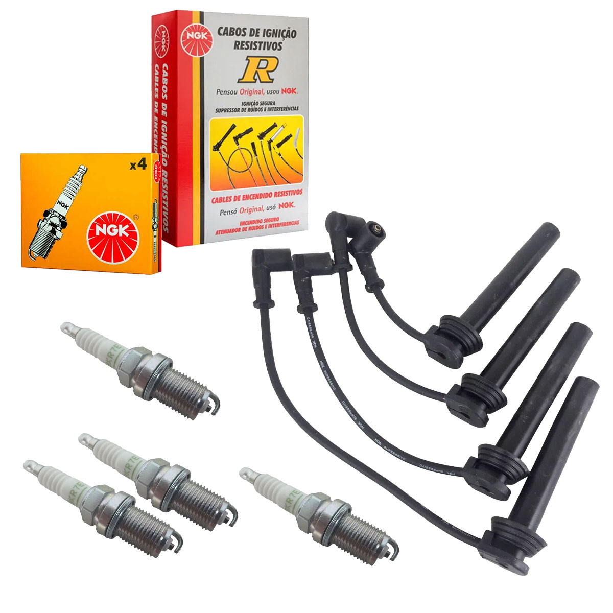 Jogo Cabo + Velas NGK Doblo 1.8 16V Etorq Flex 2013 2014