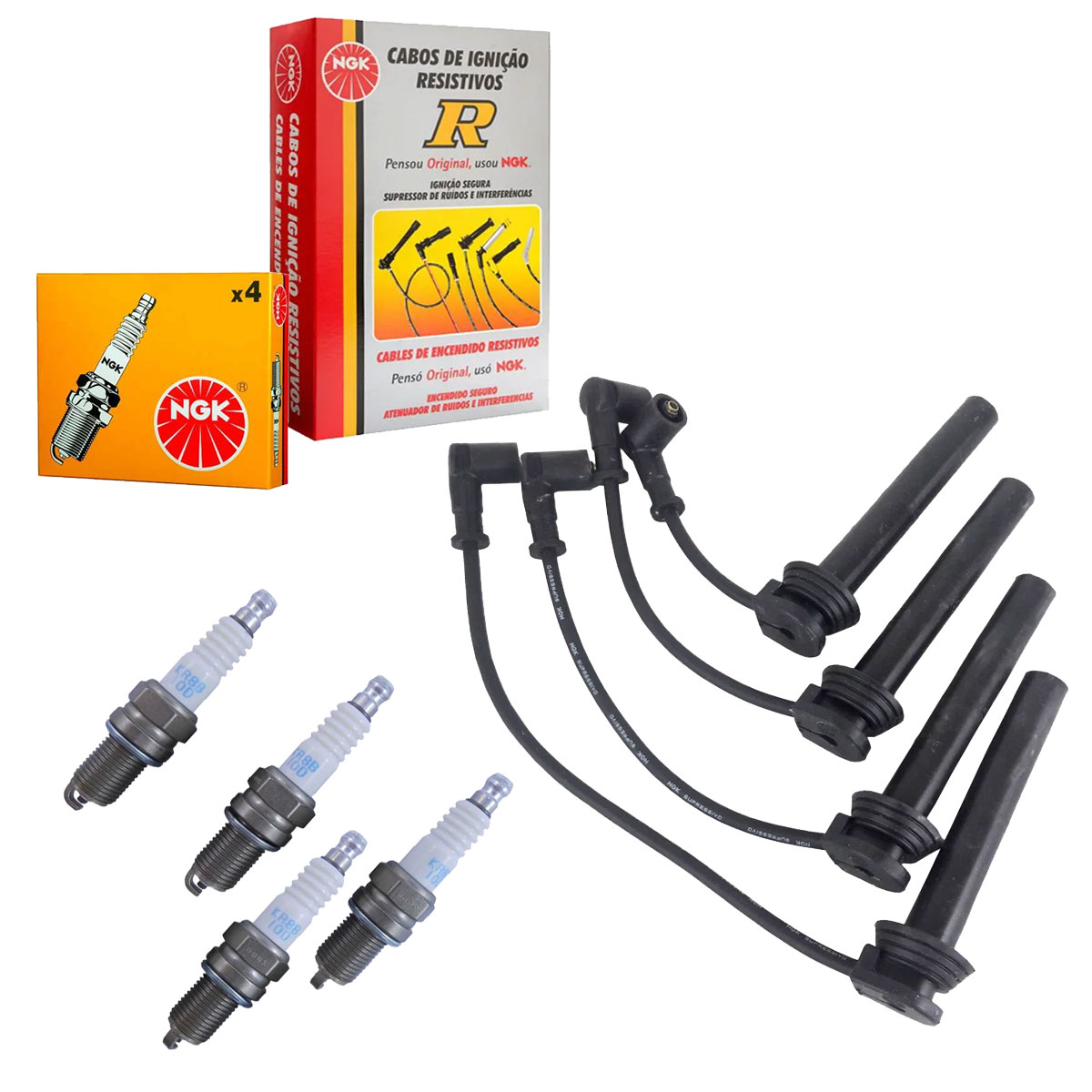 Jogo Cabo + Velas NGK Fiat Bravo 1.8 16V Etorq 2015 2016