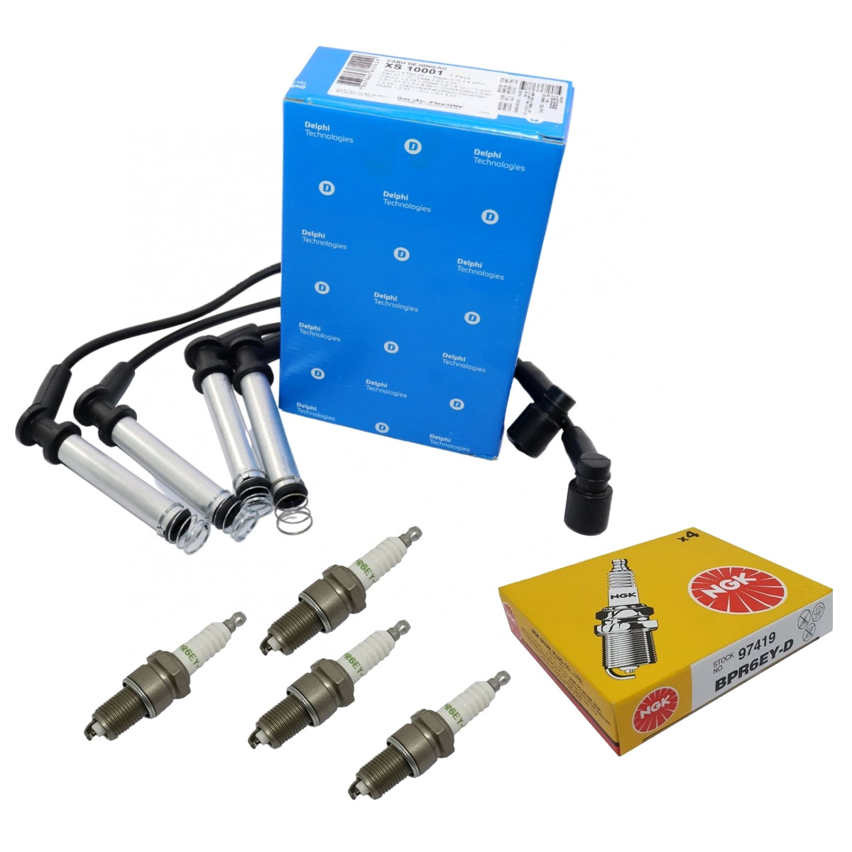 Jogo Cabo + Velas Fiat Doblo 1.8 8V Flex 2006 2007 2008 2009