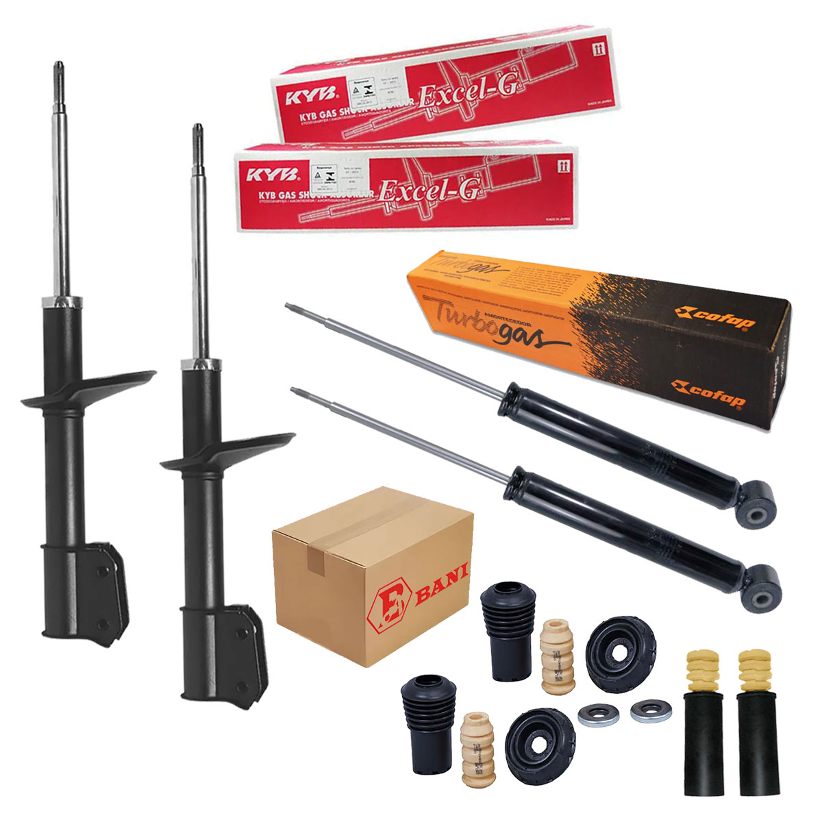 4 Amortecedores Kayaba Cofap + Kits Sandero 2008 até 2013