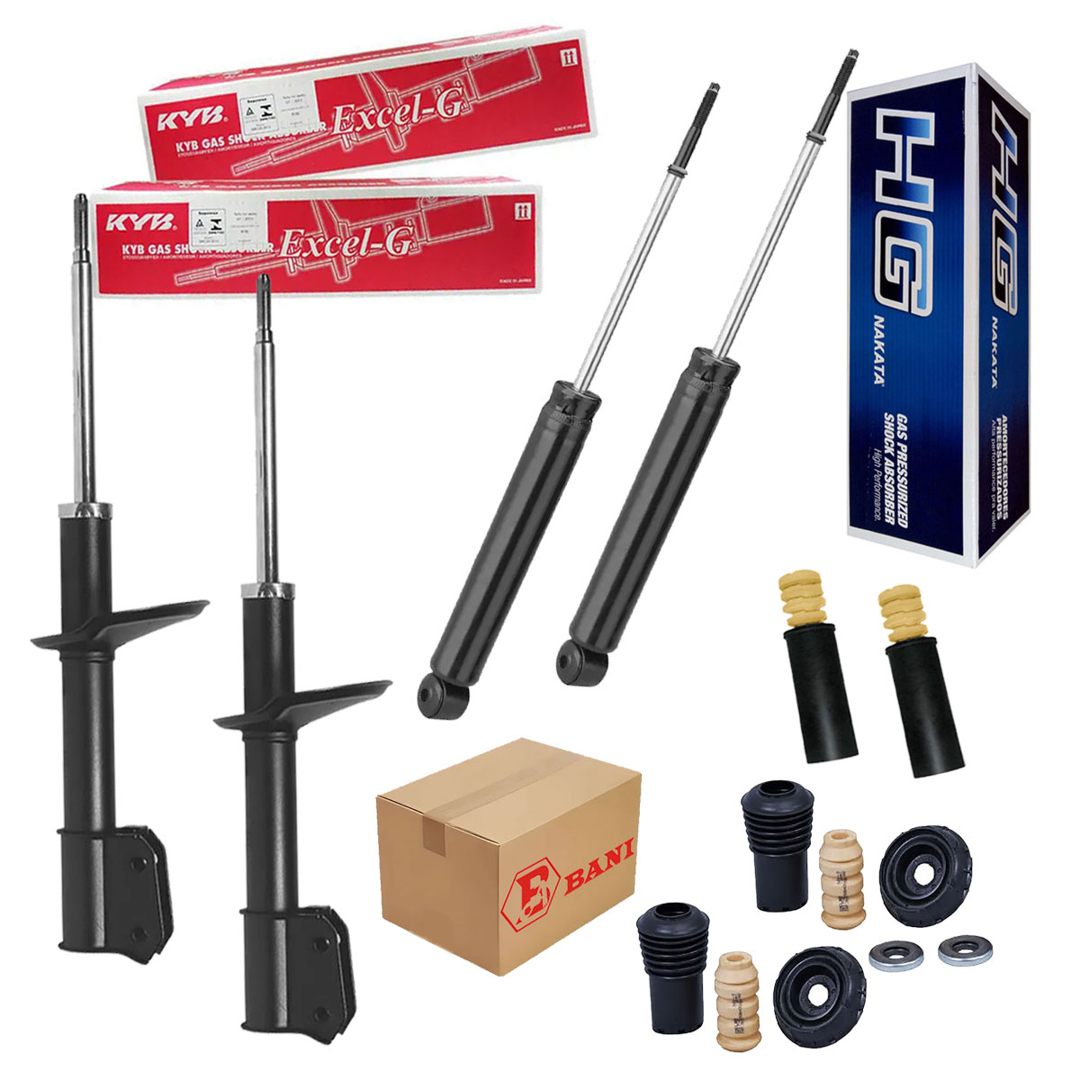 4 Amortecedores Kayaba Nakata + Kits Logan 2008 até 2013