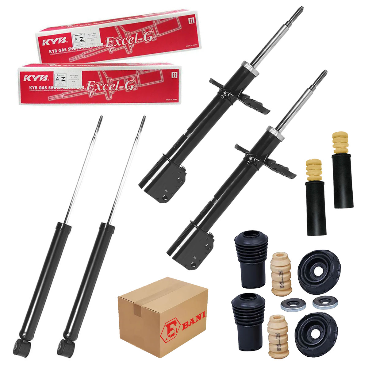 Jogo 4 Amortecedores Kayaba + Kits Logan 1.0 2014 até 2020