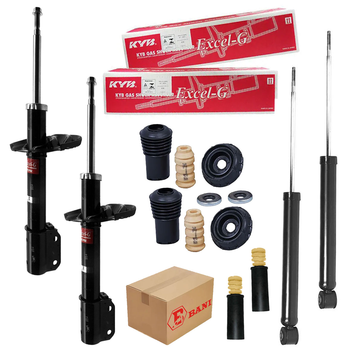 Kayaba Shock Absorber Kit 4x – Fiat Panda 169 1.2 Petrol LPG 1.3 Multijet 2WD – KAM7-5