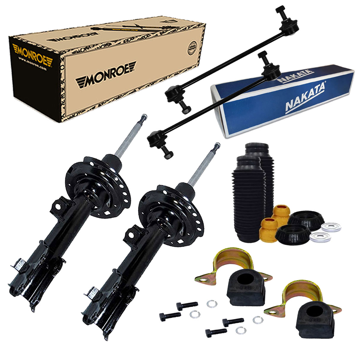 Par Amortecedores Dianteiros + Kit + Bucha + Bieletas Hb20x