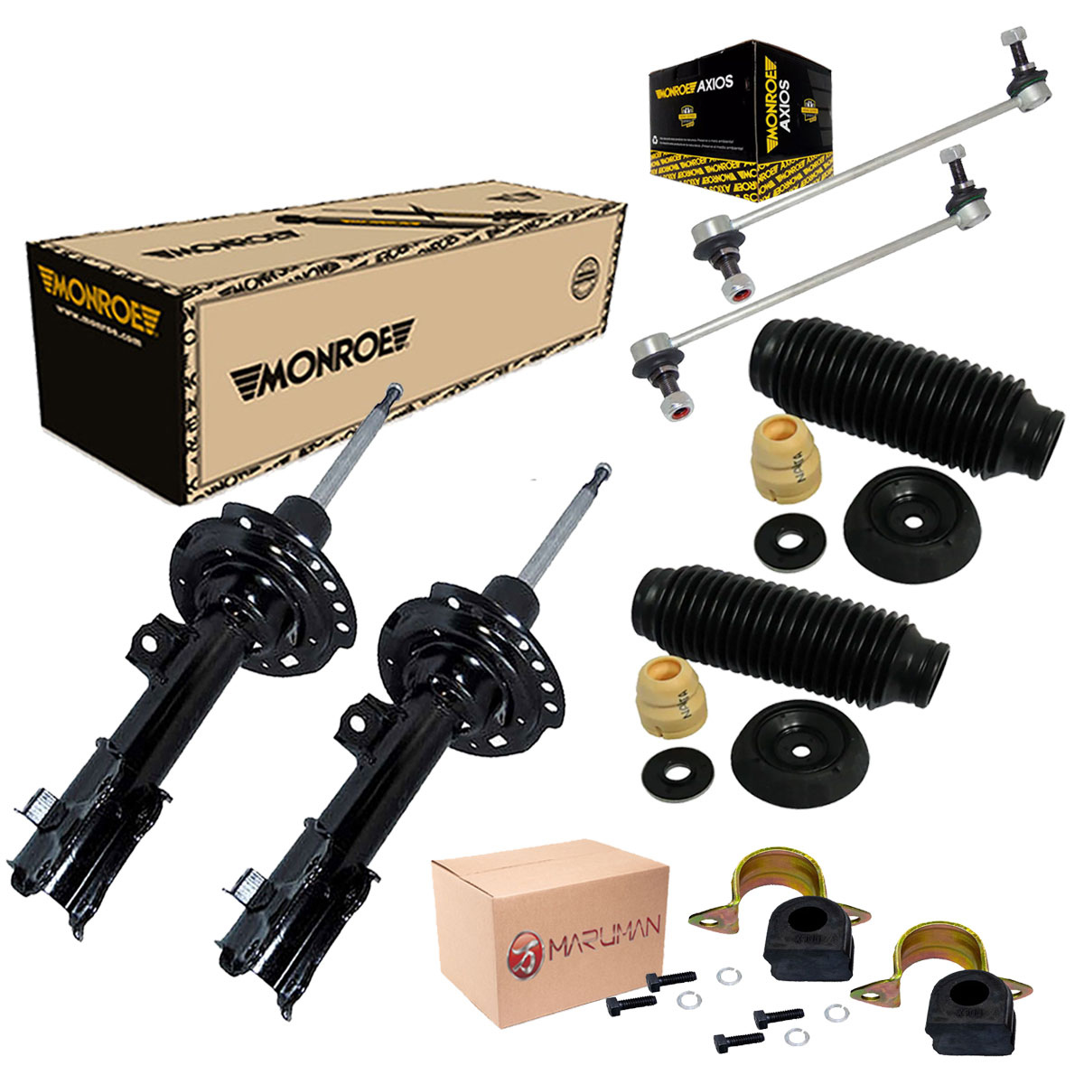 Par Amortecedores Dianteiros + Bieletas + Kit + Bucha Hb20x