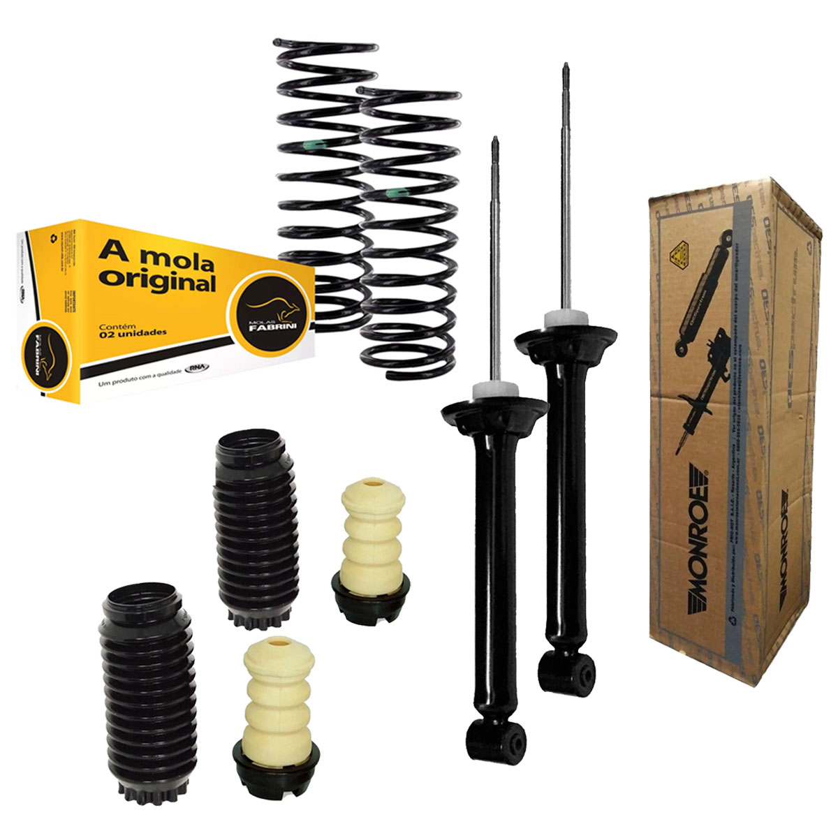 Par Amortecedor Traseiro + Kit + Mola Gol Bola 1996 Até 2007